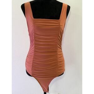 Liz & Sarah XL Salmon Stretch Bodycon Tank Top Poly Spandex Y2K  Sleeveless